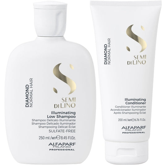 Alfaparf Milano Semi Di Lino Diamond Illuminating Shampoo 250ml & Conditioner 200ml Twin