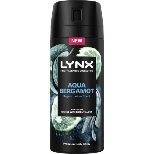 Lynx Aqua Bergamot Sage & Juniper Premium Deodorant Body Spray 150ml