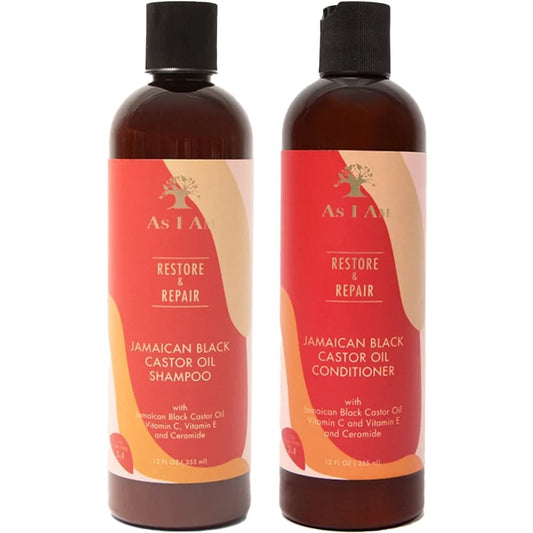 As I Am Restore & Repair Jamaican Black Castor Oil Shampoo & Conditioner Twin 2 x 355ml