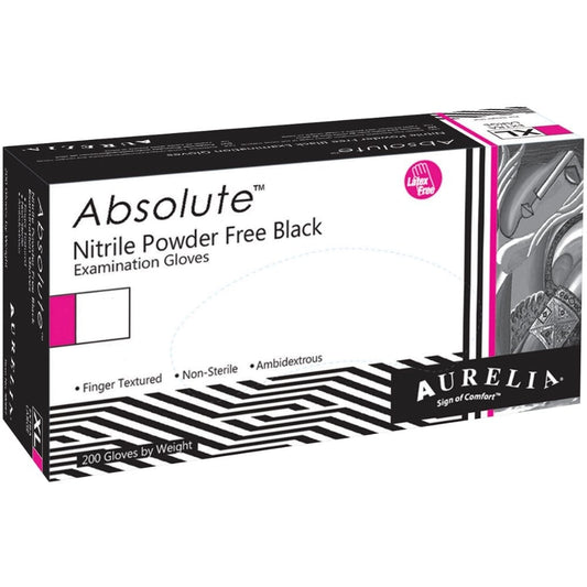 Aurelia Bold Black Powder Free Nitrile Examination Gloves Medium 100x