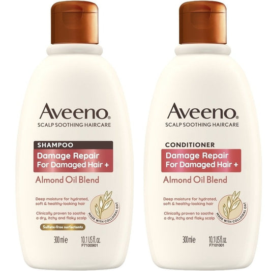 Aveeno Damage Repair+ Almond Oil Blend Shampoo & Conditioner Twin 2 x 300ml