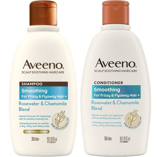 Aveeno Smoothing+ Rose Water & Chamomile Blend Shampoo & Conditioner Twin 2 x 300ml