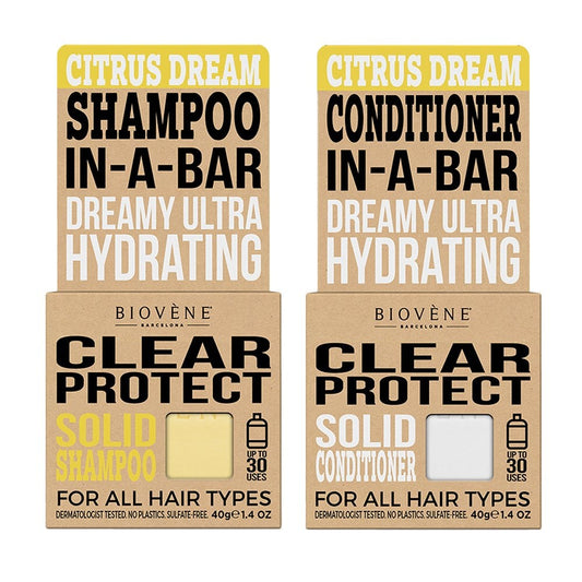 Biovene Clear Protect Citrus Dream Solid Shampoo & Conditioner Twin 2 x 40g