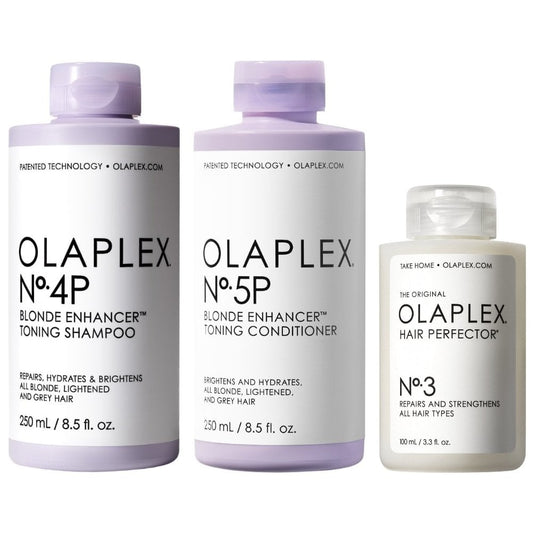 Olaplex Blonde Toning Shampoo No 4P 250ml, Bond Conditioner No 5 250ml & No 3 Hair Perfector 100ml Trio