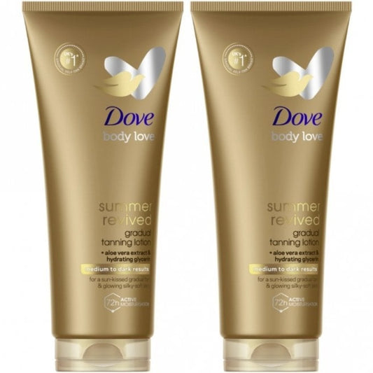 Dove Body Love Summer Revived Self-Tanning Body Lotion Medium to Dark Duo 2 x 200ml