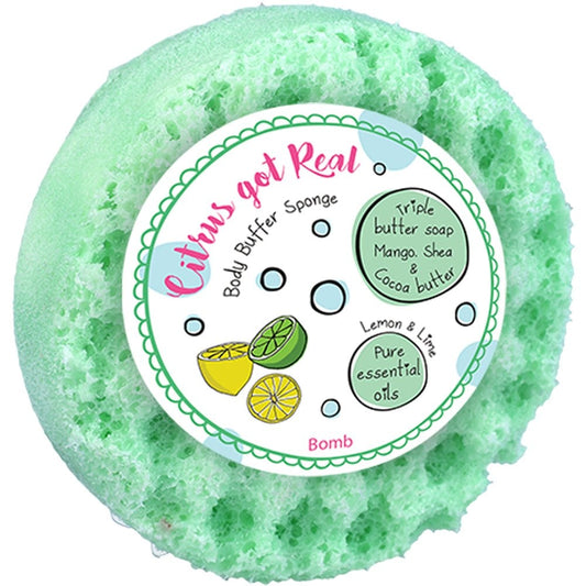 Bomb Cosmetics Citrus Got Real Body Buffer Shower Soap Sponge