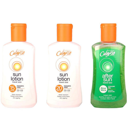 Calypso Sun Lotion & Aloe Vera 3 Piece Travel Pack 3 x 100ml