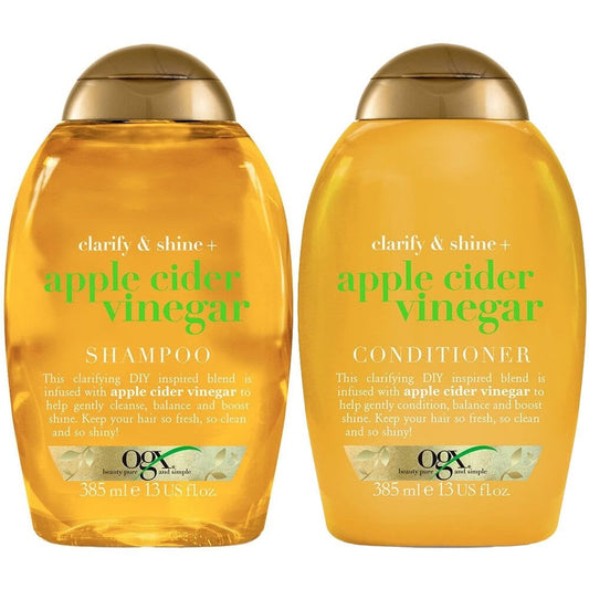 OGX Clarify & Shine+ Apple Cider Vinegar Clarifying Shampoo & Conditioner Twin 2 x 385ml