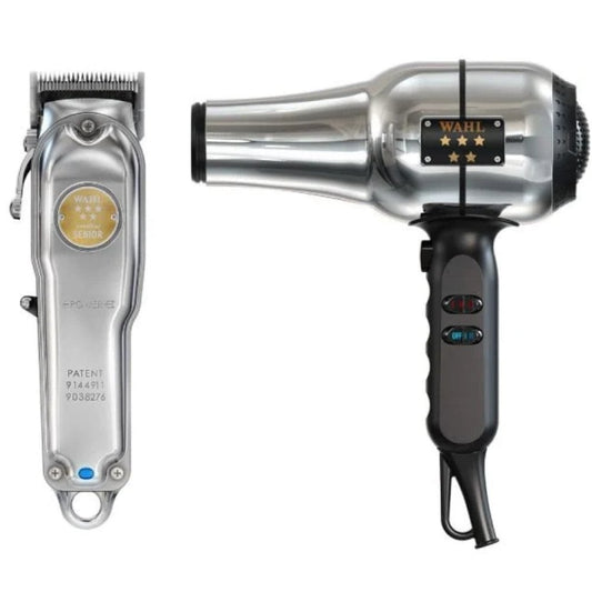 Wahl Cordless Senior Metal Edition Clipper & Wahl Barbers Dryer Duo