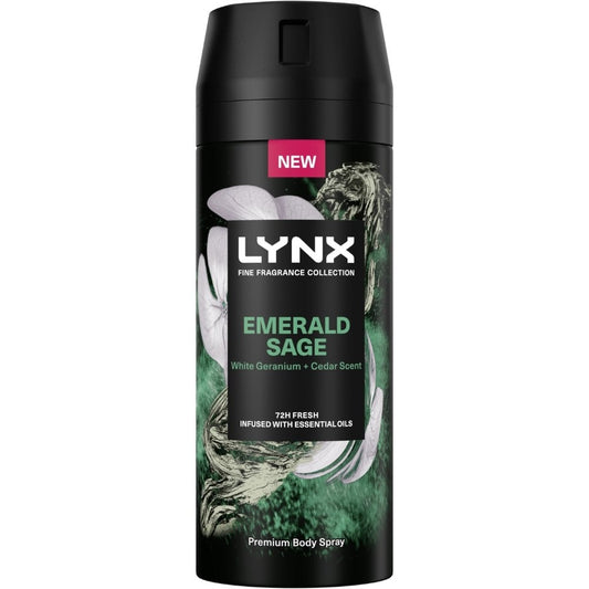 Lynx Emerald Sage White Geranium & Cedar Premium Deodorant Body Spray 150ml