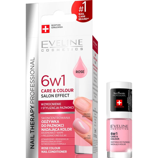 Eveline Cosmetics 6 in 1 Care & Colour Nail Conditioner Rose 5ml