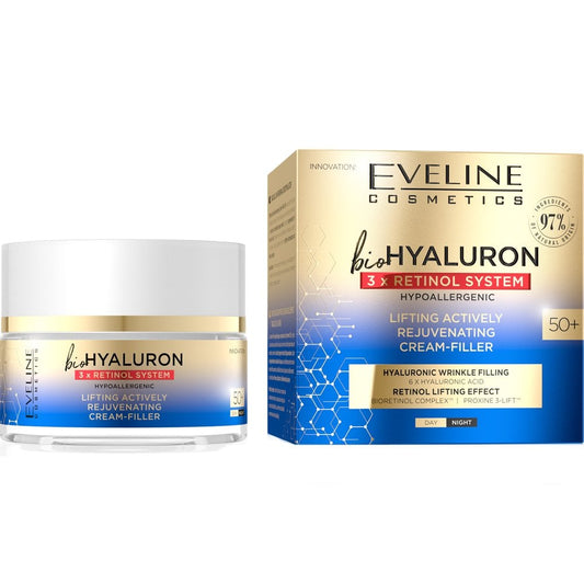 Eveline Cosmetics BioHyaluron 3x Retinol System Lifting Day & Night Cream Filler 50+ 50ml