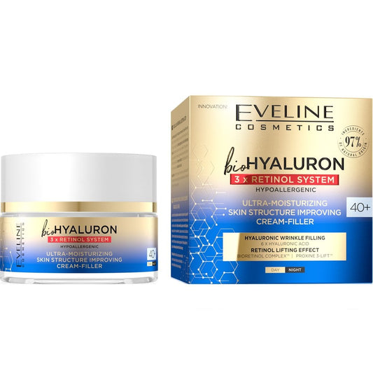 Eveline Cosmetics BioHyaluron 3x Retinol System Ultra-Moisturising Cream Filler 40+ 50ml