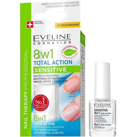 Eveline Cosmetics Nail Therapy 8 in 1 Total Action Sensitive Intensive Nail Hardener 12ml