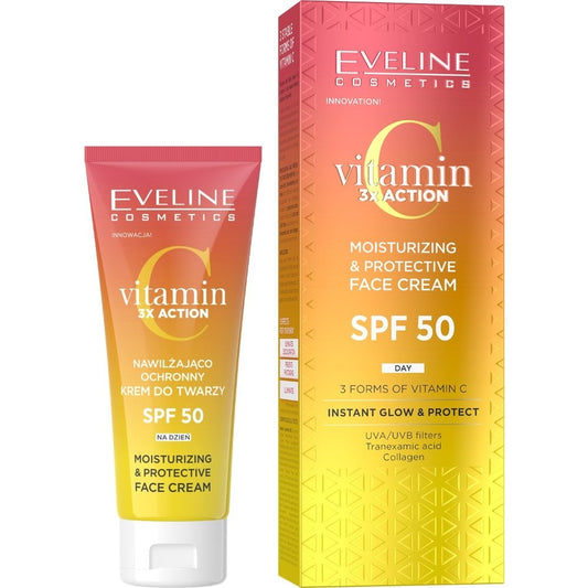 Eveline Cosmetics Vitamin C 3x Action Moisturising & Protective Face Cream SPF50 30ml