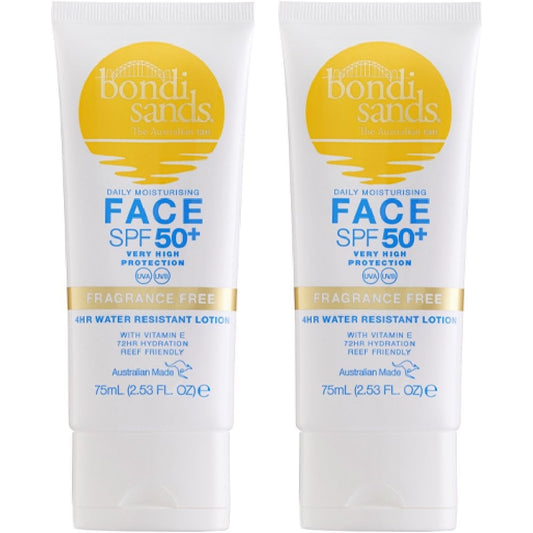 Bondi Sands Face Sunscreen Lotion SPF50+ Fragrance-Free Duo 2 x 75ml