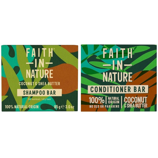 Faith In Nature Coconut & Shea Butter Shampoo & Conditioner Bar Twin 2 x 85g