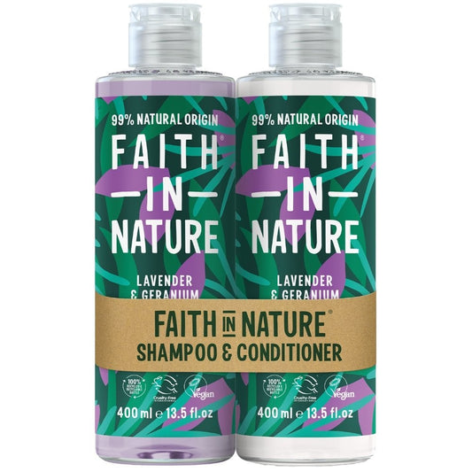 Faith In Nature Lavender & Geranium Shampoo & Conditioner Twin 2 x 400ml