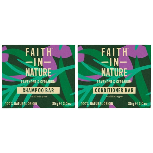 Faith In Nature Lavender & Geranium Shampoo & Conditioner Bar Twin 2 x 85g