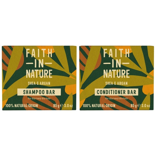 Faith In Nature Shea & Argan Shampoo & Conditioner Bar Twin 2 x 85g