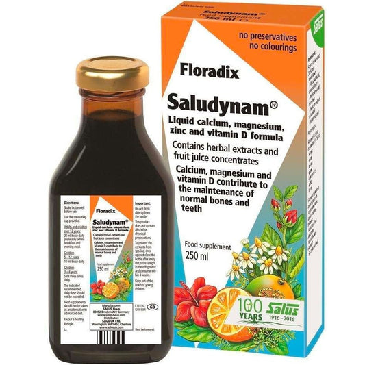 Floradix Saludynam Liquid Calcium, Magnesium, Zinc and Vitamin D Formula 250ml