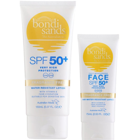 Bondi Sands Fragrance-Free Face & Body Sunscreen SPF50+ Duo