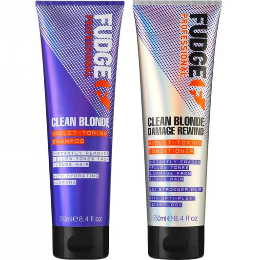 Fudge Professional Clean Blonde Violet-Toning Shampoo & Damage Rewind Conditioner Twin 2 x 250ml