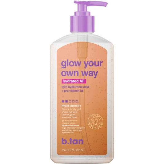 b.tan Glow Your Own Way Hydrated AF Face & Body Gradual Self Tan Gel 256ml