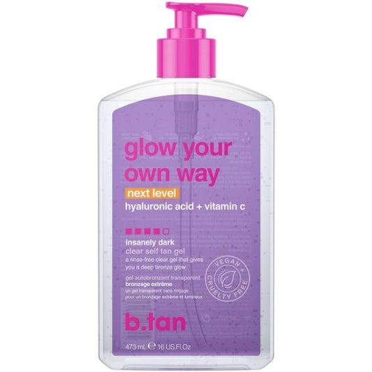 b.tan Glow Your Own Way Next Level Clear Self Tan Gel Insanely Dark 437ml