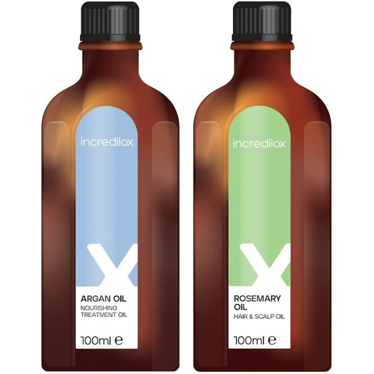 Incredilox Hair & Scalp Rosemary Oil 100ml & Nourishing Argan Treatment Oil 100ml Twin