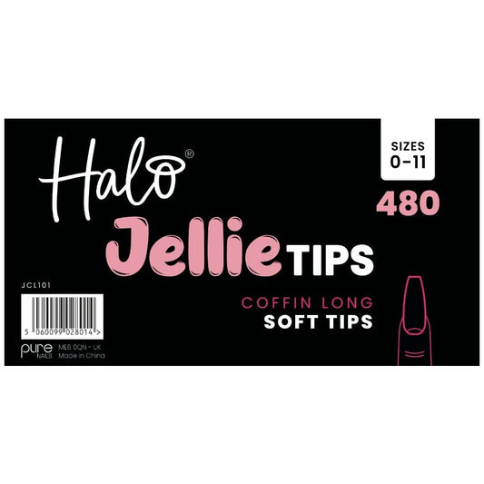 Halo Jellie Tips Soft Gel Nail Tips Coffin Long x480 Sizes 0-11