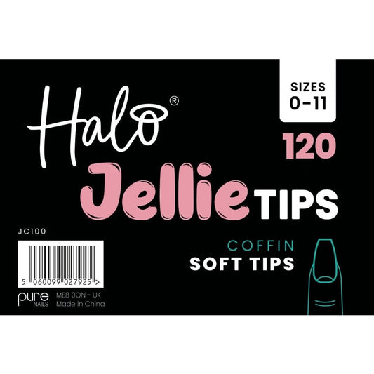 Halo Jellie Tips Soft Gel Nail Tips Coffin x120 Sizes 0-11