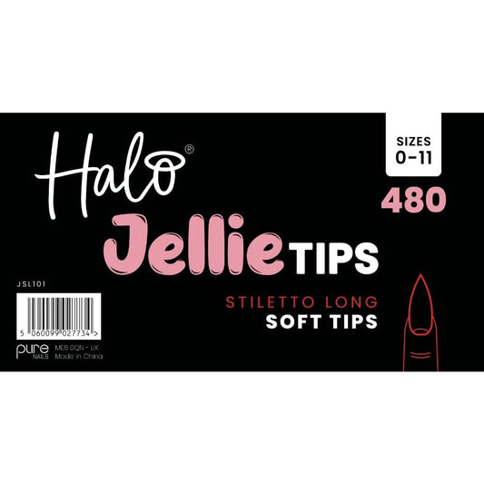 Halo Jellie Tips Soft Gel Nail Tips Stiletto Long x480 Sizes 0-11