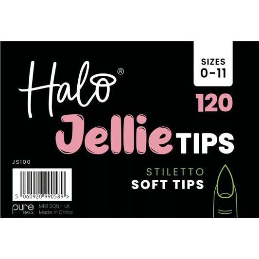 Halo Jellie Tips Soft Gel Nail Tips Stiletto x120 Sizes 0-11