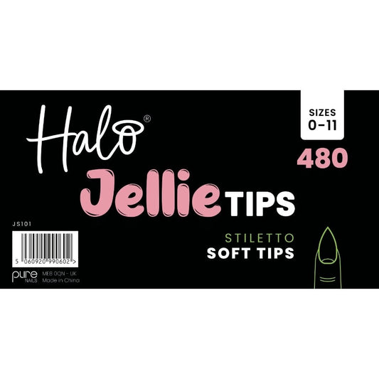 Halo Jellie Tips Soft Gel Nail Tips Stiletto x480 Sizes 0-11