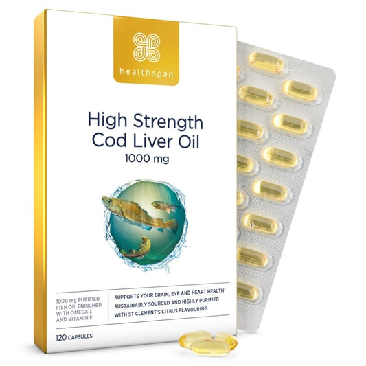 Healthspan High Strength Omega 3 Cod Liver Oil 1000mg 120 Capsules