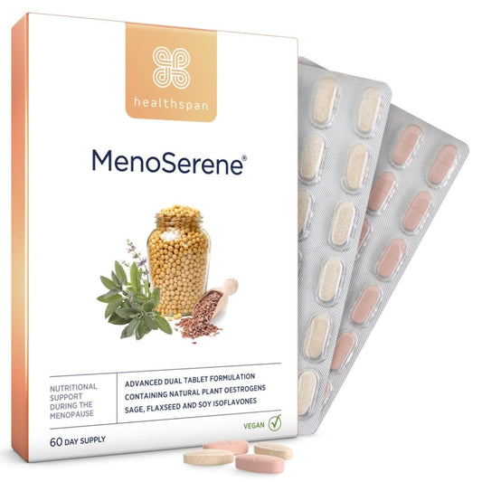 Healthspan Menoserene Soy Isoflavones, Flaxseed & Sage Nutritional Support for Mature Women 60 Day Supply