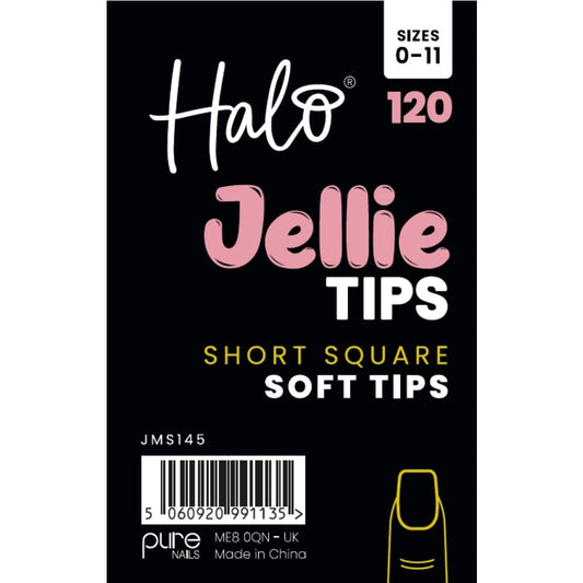 Halo Jellie Tips Soft Gel Short Square Nail Tips x120 Sizes 0-11