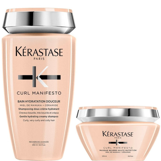 Kerastase Curly Manifesto Bain Hydration Gentle Hydrating Creamy Shampoo 250ml & Mask 200ml Twin