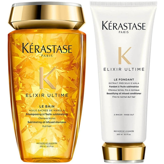 Kerastase Elixir Ultime Le Bain Sublimating Oil-Infused Shampoo 250ml & Fondant Conditioner 200ml Twin