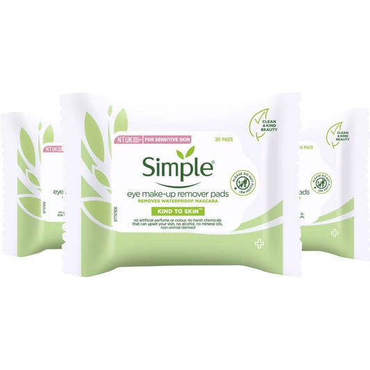 Simple Kind To Skin Eye Makeup Remover Pads Trio 3 x 30 Wipes