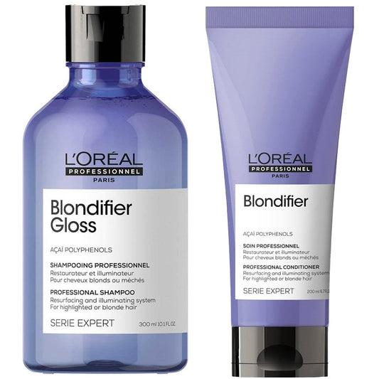 L'Oreal Professionnel Serie Expert Blondifier Gloss Resurfacing + Illuminating Shampoo 300ml & Conditioner 200ml Twin