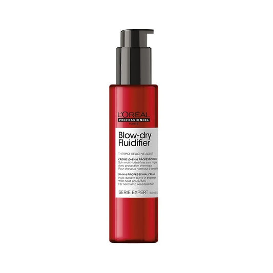 L'Oreal Professionnel Serie Expert Blow-Dry Fluidifier 10-in-1 Multi-Benefit Thermo-Reactive Leave-In Treatment Cream 150ml