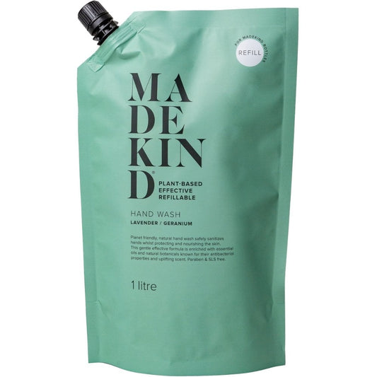 MadeKind Eco Friendly Natural Hand Wash with Lavender & Geranium Oils Refill 1000ml