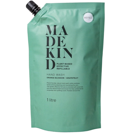 MadeKind Eco Friendly Natural Hand Wash with Orange Blossom & Grapefruit Oils Refill 1000ml