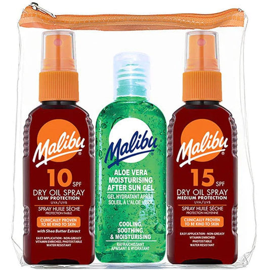 Malibu Dry Oil Sprays & After Sun Holiday Pack 3 x 100ml