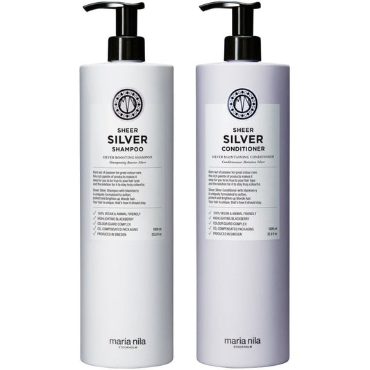 Maria Nila Sheer Silver Boosting Shampoo & Conditioner Twin 2 x 1000ml