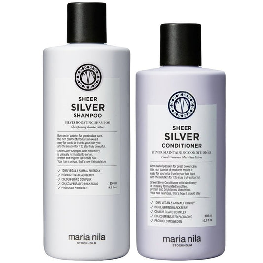 Maria Nila Sheer Silver Boosting Shampoo 350ml & Conditioner 300ml Twin