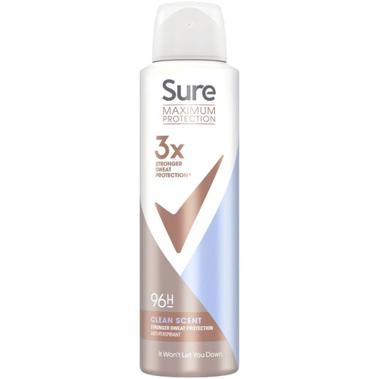 Sure Maximum Protection 96h Clean Scent Anti-Perspirant Deodorant Spray 150ml