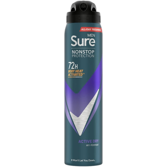 Sure Men Nonstop Protection 72h Active Dry Anti-Perspirant Deodorant Spray 250ml